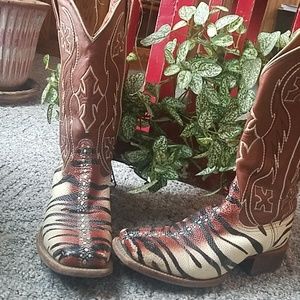 Tiger striped Nocona boots